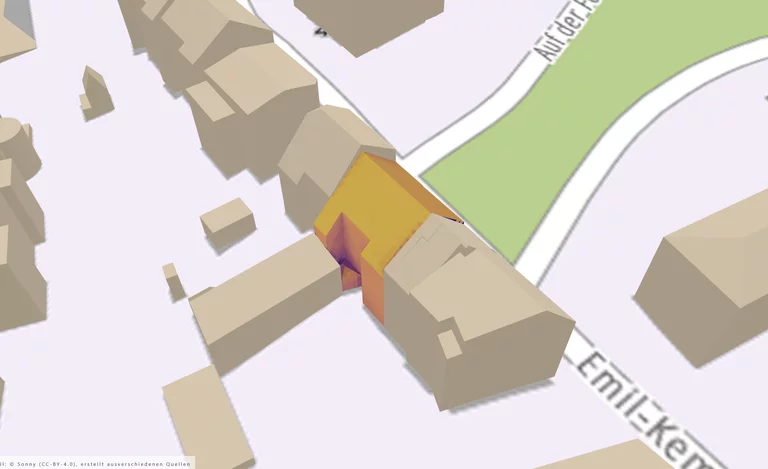 3D-Simulation des Sonnertrages an einer PV-Anlage