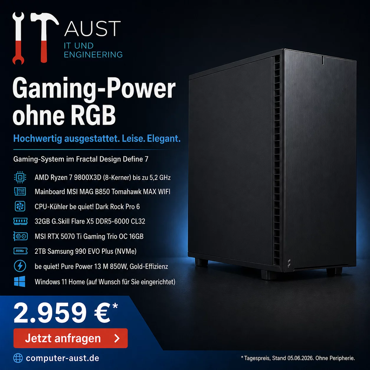 leiser Gaming-PC von hoher Qualität im Define 7-Gehäuse