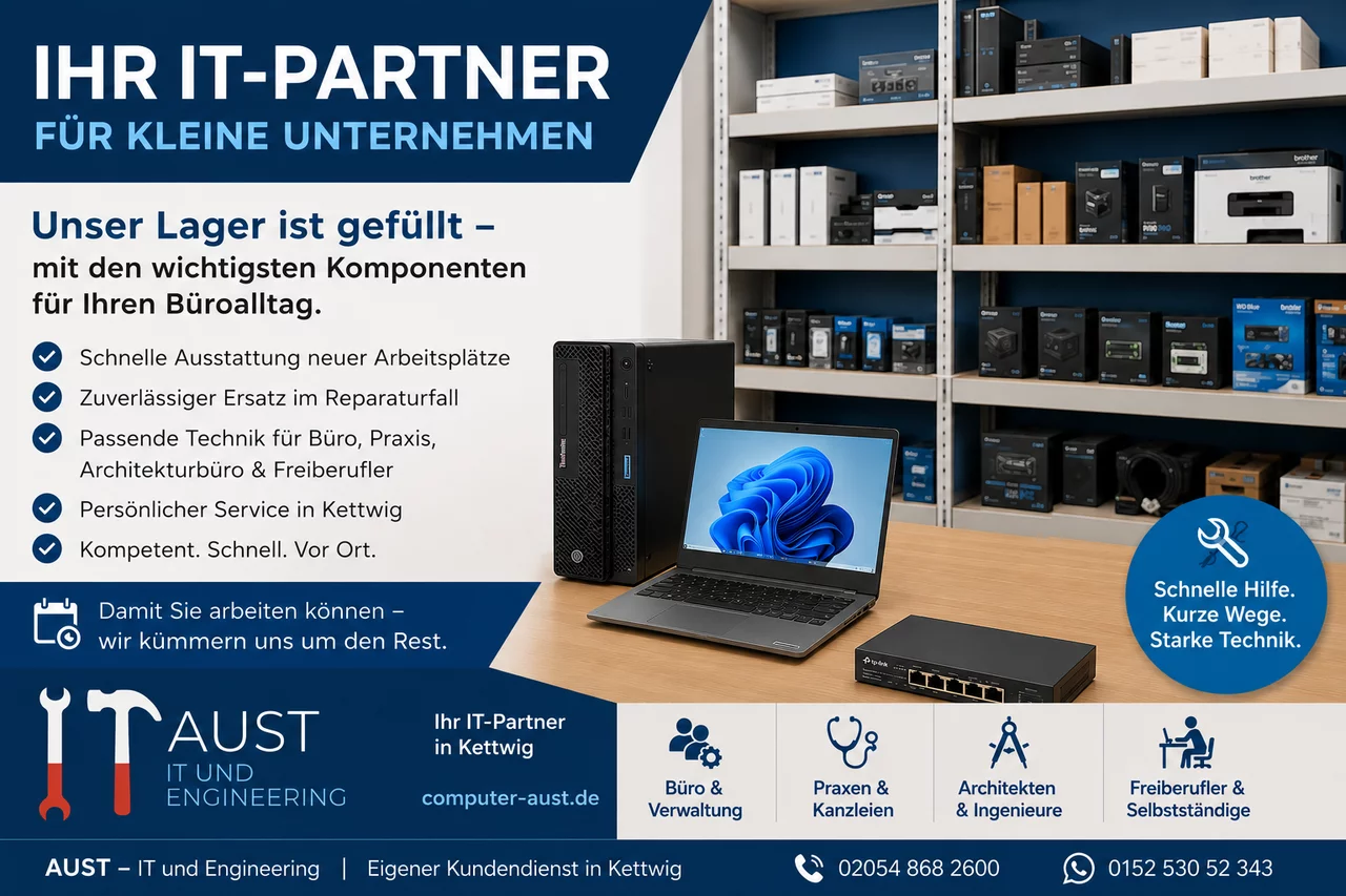 Werbeanzeige für unsere Lagerware. Schnelle Hilfe für Büros, Verwaltung, Architekten und Ingenieure, Freiberufler und Selbstständige