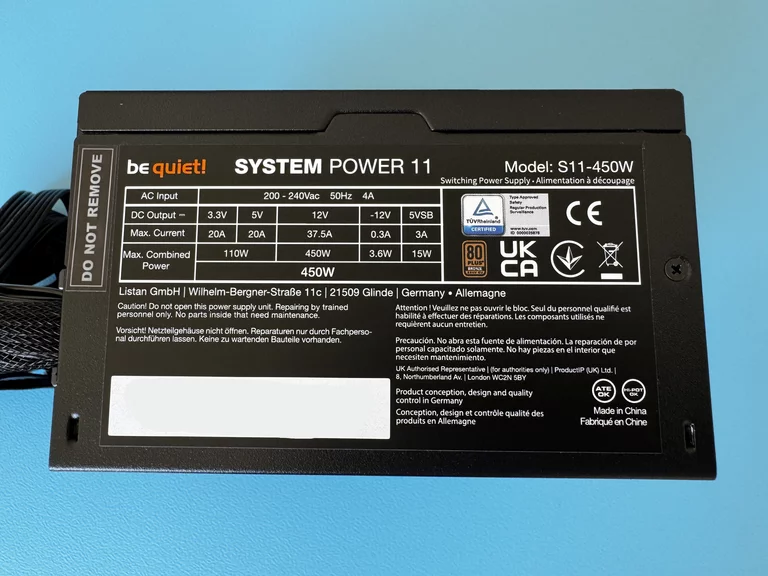 Netzteil be quiet! System Power 11 Typenschild
