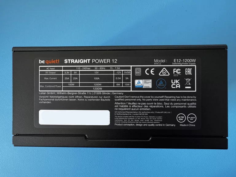 Netzteil be quiet! Straight Power 12 1200W Typenschild